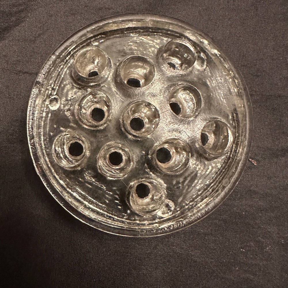 Vintage Clear Glass Flower Frog 11 Holes 3 Inch Diameter Marble Display